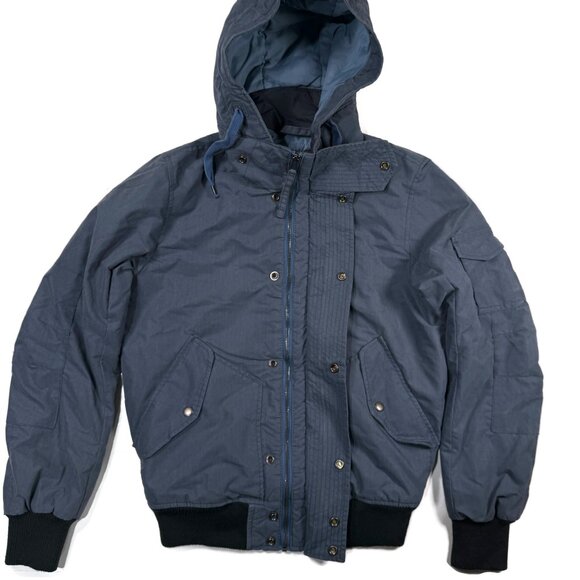 L.O.G.G Label of Graded Goods Jacket Mens Small Blue Hooded H&M Winter Puffer - Picture 10 of 11